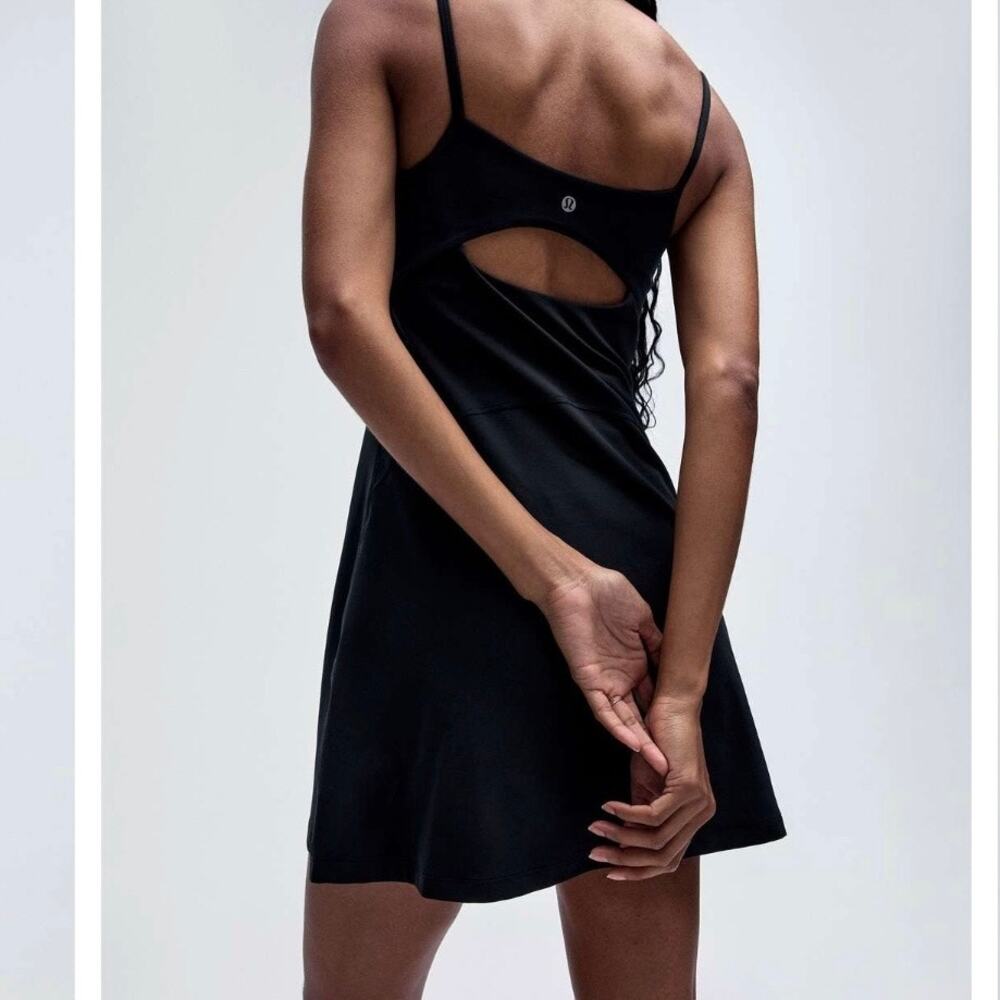 Lululemon Align Cami Strap Dress Black Open Back Athletic Mini Dress Size 2